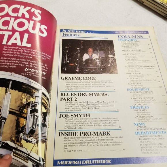 March 1987 Modern Drummer mag Graeme Edge, Win Neil Pearts Drums - Picture 4 of 8